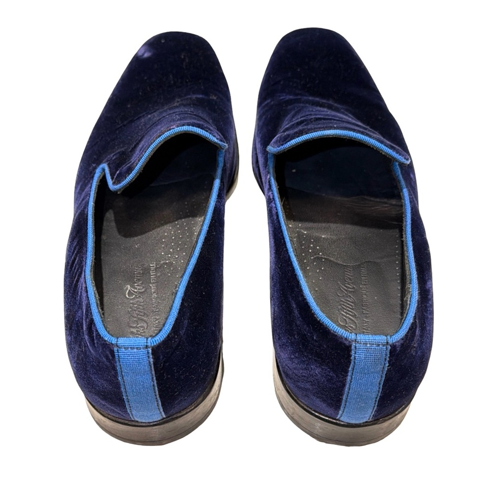 Saks Fifth Avenue Velvet Loafers Made in Italy Navy Blue Size 10M Luxury Slip-On - Picture 7 of 17